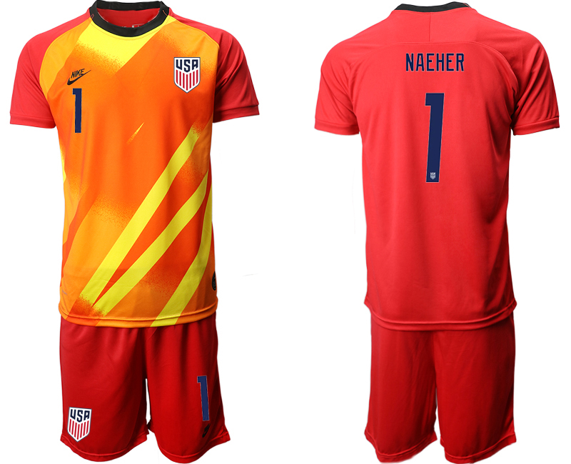 Men 2020-2021 Season National team United States goalkeeper red #1 Soccer Jersey2->customized soccer jersey->Custom Jersey